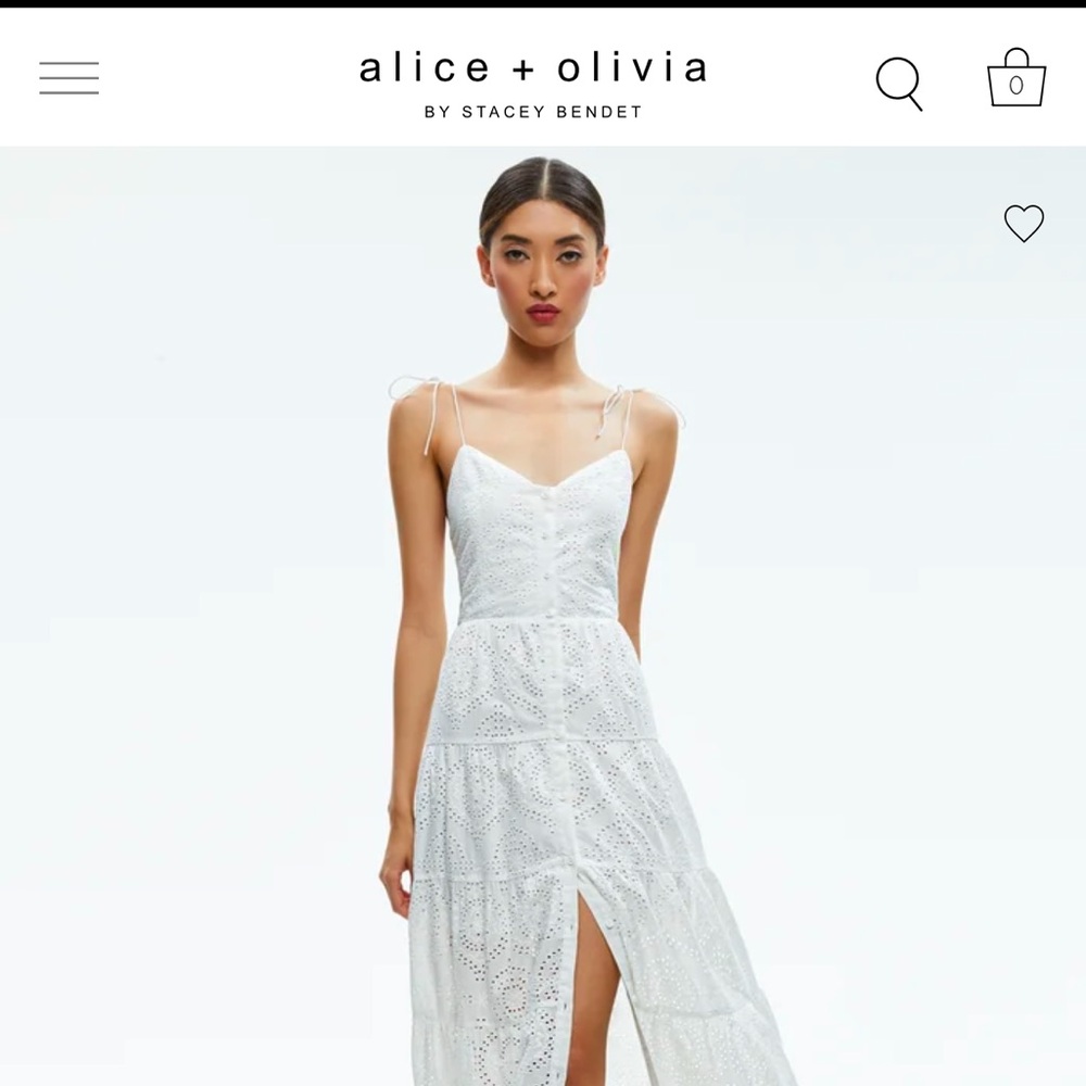 Brand new never worn alice and Olivia white eyelet maxi dress